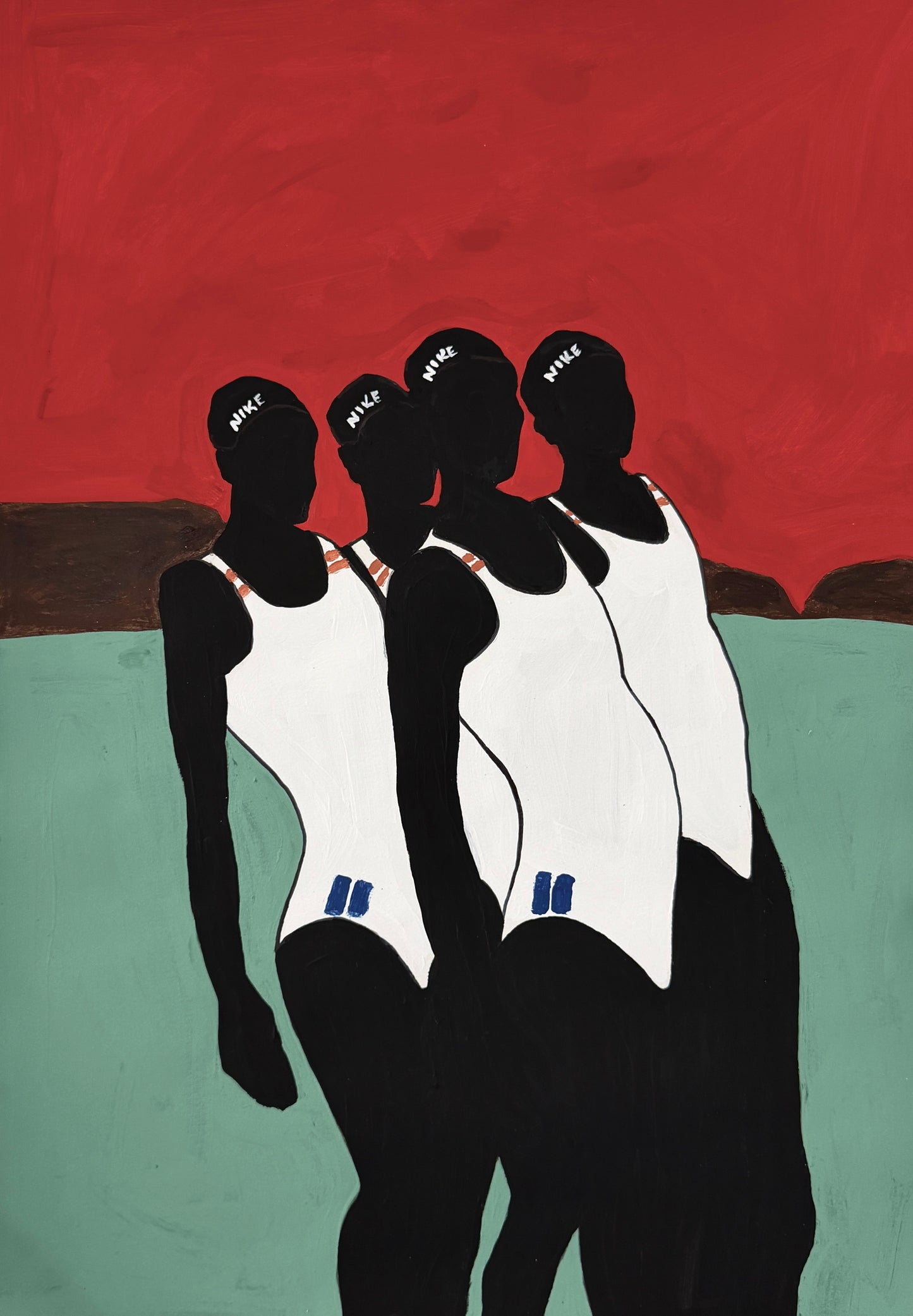 Pintura "Grupo de nadadoras negras"