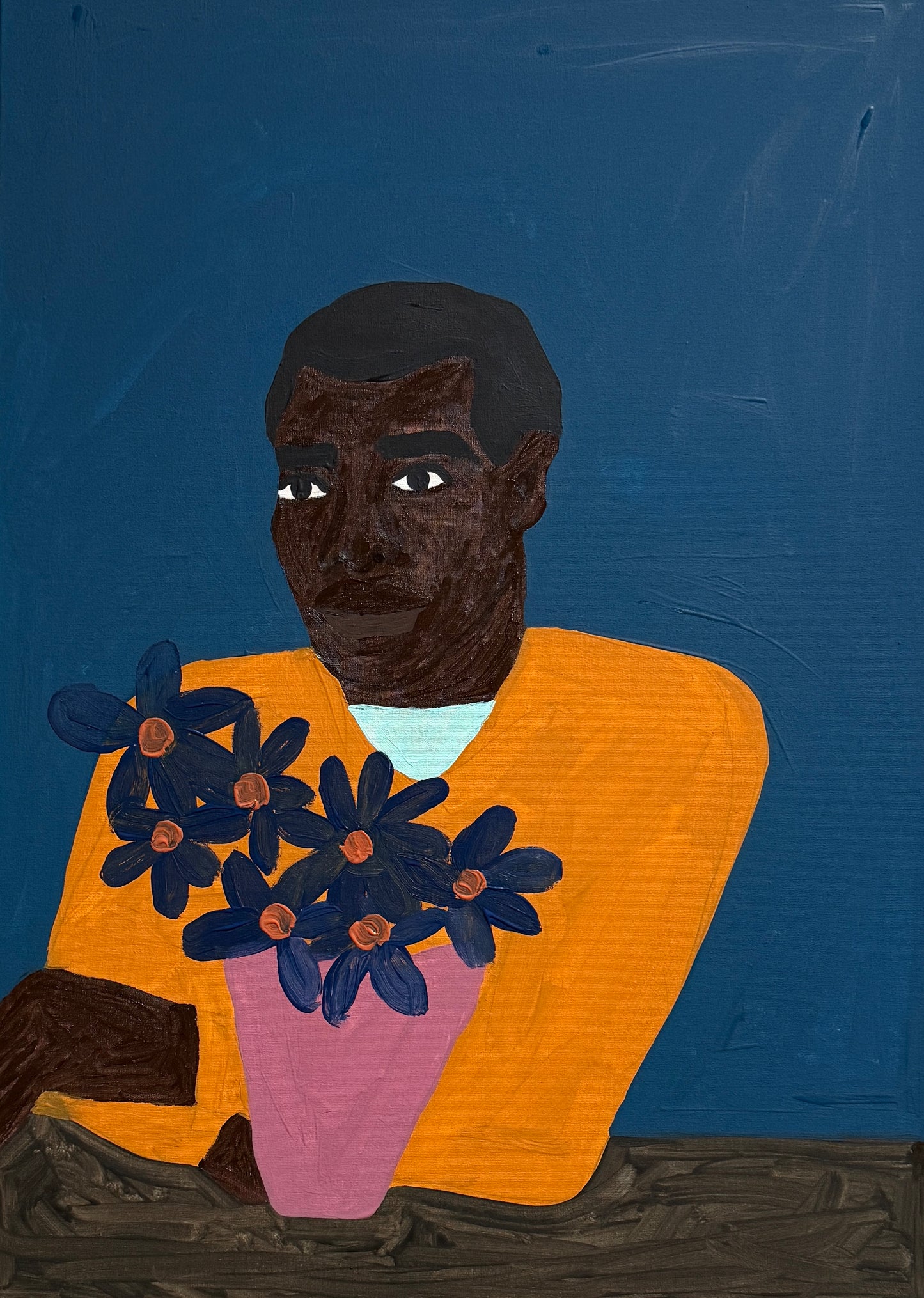 O homem preto e as flores - 2025 Impressão fine art
