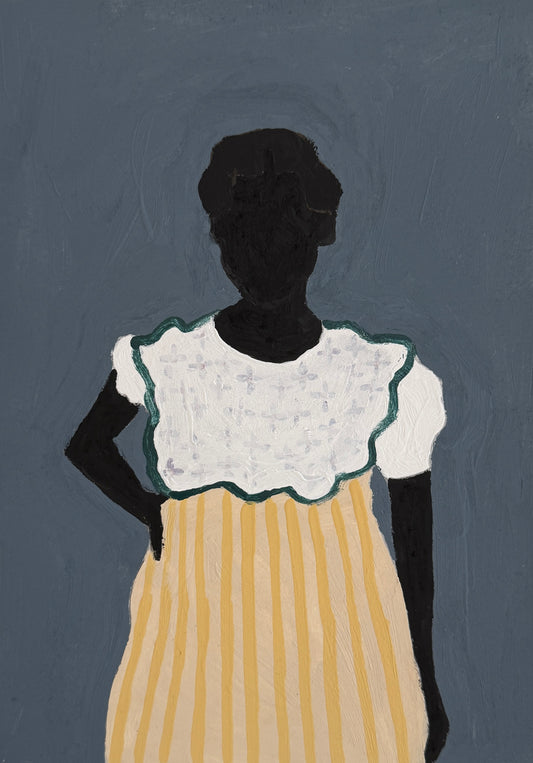 Pintura "Menina preta de vestido plissado - 2025"