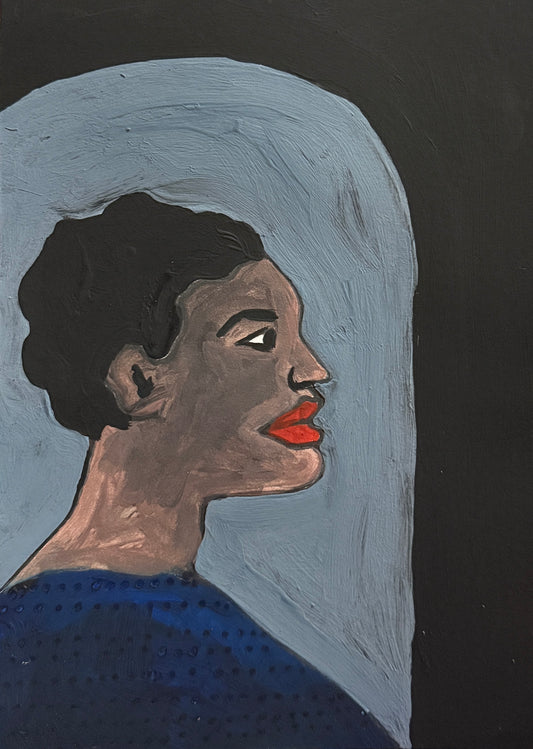 Pintura "Moça de batom vermelho - 2025"
