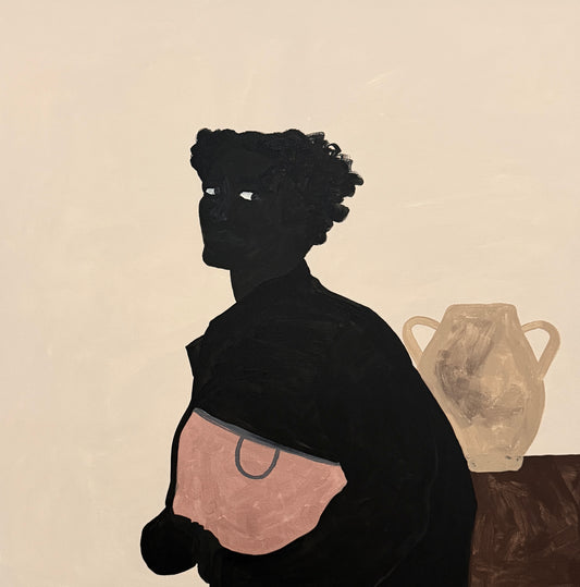 Mulher de jaqueta preta Impressão Fine Art